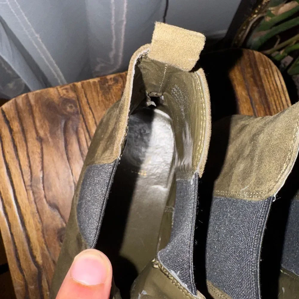 Chelsea Boots Olive Desert Boots Elastic Side Panels‎ Casual Ankle Boots size 10
